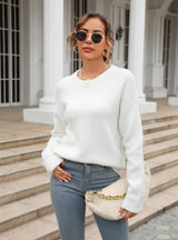 Solid Color Pullover Sweater