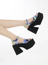 Bright Foam Bottom Thick-soled Thick-heeled Sandals