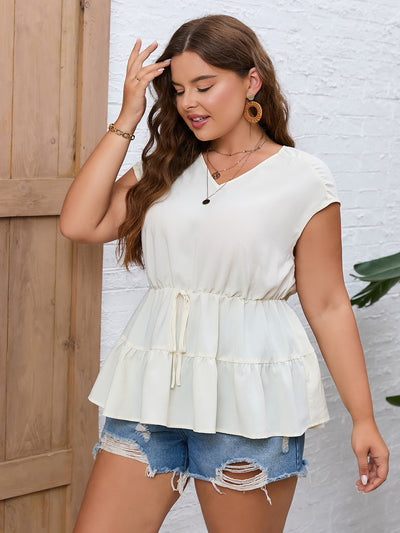 V-neck Loose Plus Size Ladies' Shirt