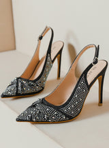 Pointed Hollow Rhinestone Banquet Sandals