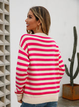 Pullover Striped Round Neck Shirt Sweater