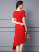 Red Beading Pleats Mother Of The Bride Dress