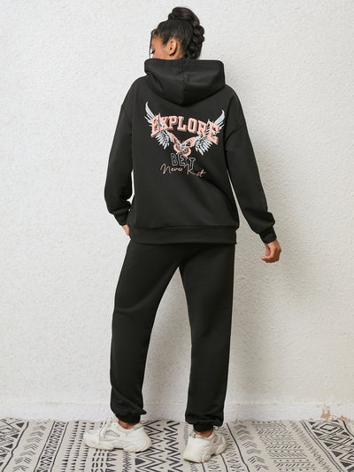 Thickened Patch Pocket Hooded Top Casual Suit