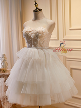 Tulle Sweetheart Beading Homecoming Dress
