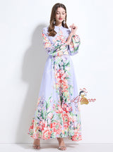 Women Long Sleeve Print Party Dress