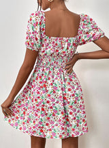 Women Puff Sleeve Floral Dress