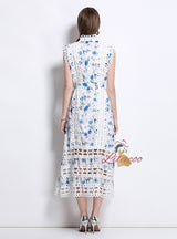 Sleeveless Slim Lace Stitching Dress