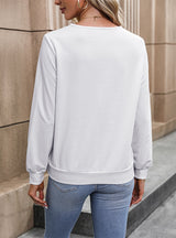 Long Sleeve V-neck White T-Shirt