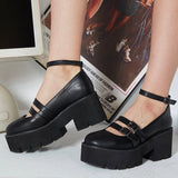 Retro Round-headed Thick Heel Shoes