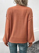 Long Sleeve Solid Color V-neck Sweater