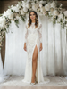White Mermaid Lace Long Sleeve Backless Wedding Dress