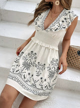 V-neck Sleeveless Printed Dress