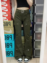 Loose Pocket Jeans Retro Straight Legs Pant