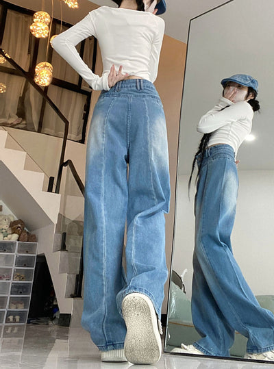 Retro Straight High Waist Slim Jeans