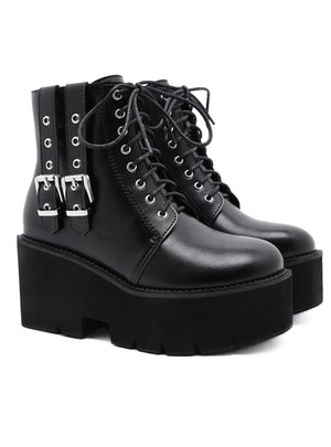 Side Zipper Front Thick Soled Short Boots