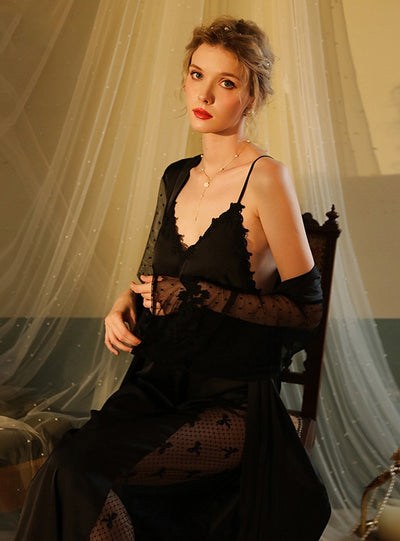 Sexy Satin Pajamas Nightgown Suit