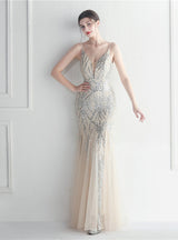 Sequins Tulle Spaghetti Straps Prom Dress