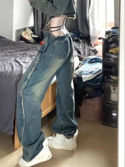 Retro Loose Wide-leg Denim Jeans