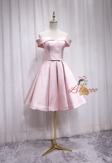 Simple Pink Satin Homecoming Dress