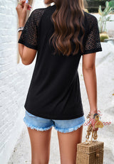Round Neck Short Sleeve Pleats Shirt