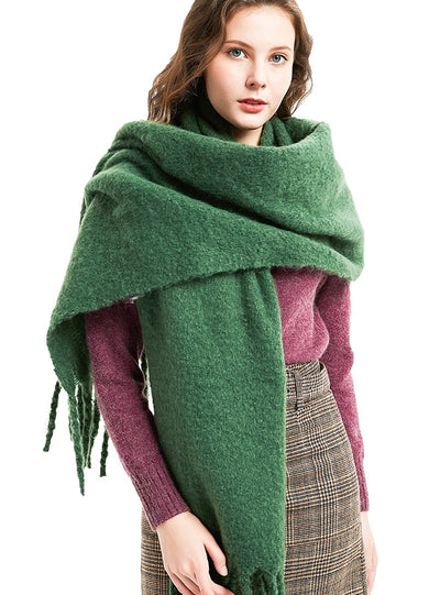 Thick Tassel Solid Color Thick Scarf
