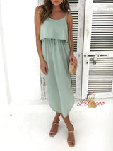 Casual Solid Color Irregular Slit Dress