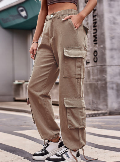 Loose Drawstring Overalls Denim Pant