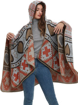 Cashmere-like Jacquard Flanged Hooded Shawl