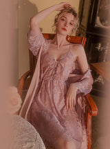 Sexy Lace Perspective Slit Suspender Nightdress