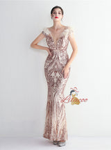 Mermaid Sequins Off the Shoulder Feather Prom Dress