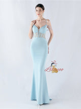 Mermaid Spaghetti Straps Beading Prom Dress