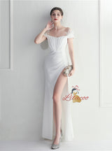 Mermaid Off the Shoulder Feather Prom Dress