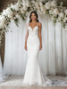 White Mermaid Tulle Lace Spaghetti Straps Wedding Dress