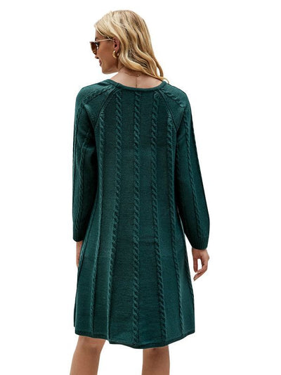 Round Neck Twisted Loose Long Sweater Dress