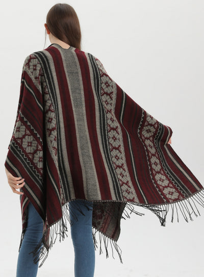 Women's Retro Tassel Split Shawl