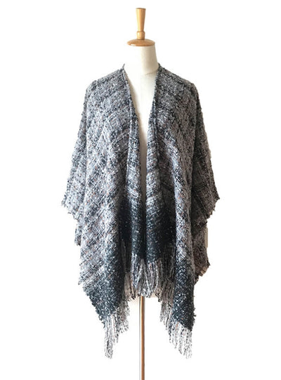 Plaid Split Thick Warm Scarf Cloak