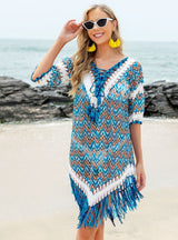 Hook Yarn Bohemian Lace Beach Cover Up