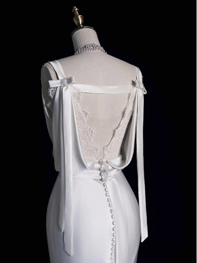 White Mermaid Satin Wedding Dress