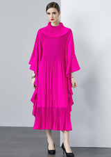 Bat Sleeve Oversized Pleat Dress
