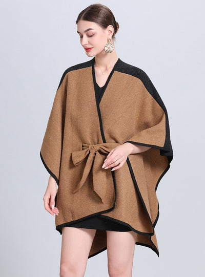Loose Color Matching Shawl Cloak