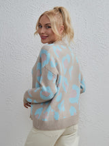 Matching Color Leopard Crewneck Sweater