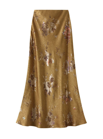 Hot Stamping Print Pleated Acetic Fishtail Skirt