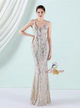 Mermaid Sequins Spaghetti Straps Prom Dress