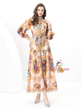 Palace Printed Long Sleeve Party Dress