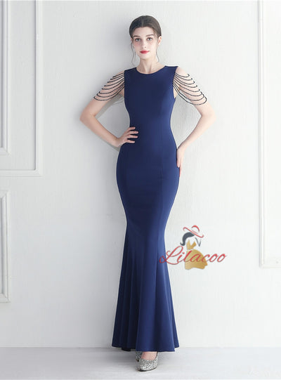 Scoop Neck Beading Sleveless Prom Dress