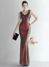 V-neck Mermaid Sequins Prom Dress