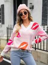 V-neck Knitted Pullover Sweater