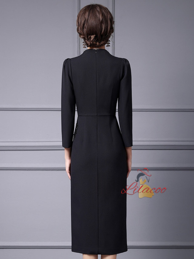 Black Beading Sequins Mother Of The Bride Dress
