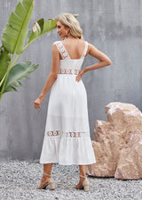 Solid Color Stitching Sleeveless Dress