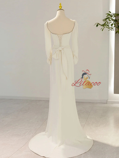 Long Sleeve Beading Wedding Dress